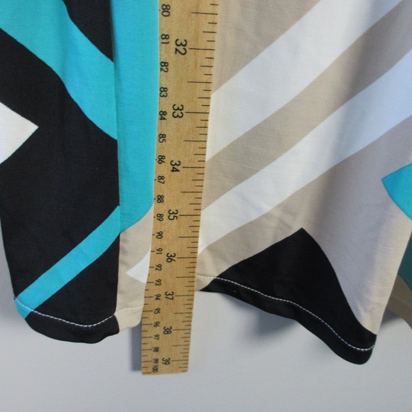 1 ONE Geometric Print Dress 44 Blue A-Line Viscose Mini Italy Casual Y2k 306 - Picture 6 of 10
